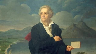 Der Dichterfürst vor dem Vesuv: Gemälde Heinrich Kolbes, das Goethe auf seiner Italienreise darstellt, auf deren letzter Etappe er durch Graubünden kommt.