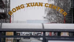 ARCHIV - Ein Schriftzug hängt über dem Eingangstor zum Dong Xuan Center. Foto: Jörg Carstensen/dpa
